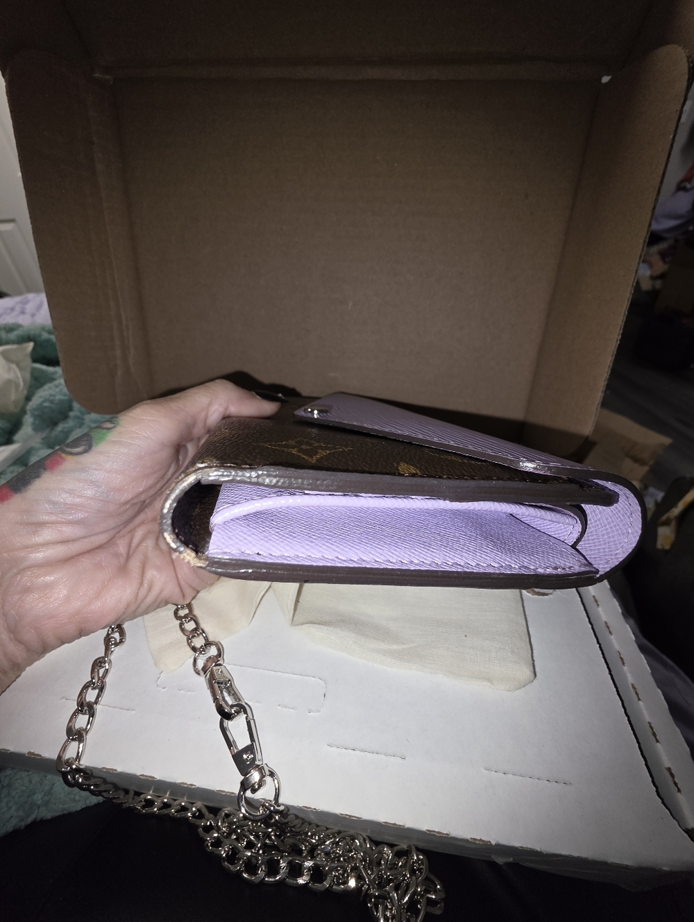 AUTHENTIC Louis Vuitton Lilac Epi Leather & Monogram Canvas MarieLou Long Wallet - Picture 10 of 13